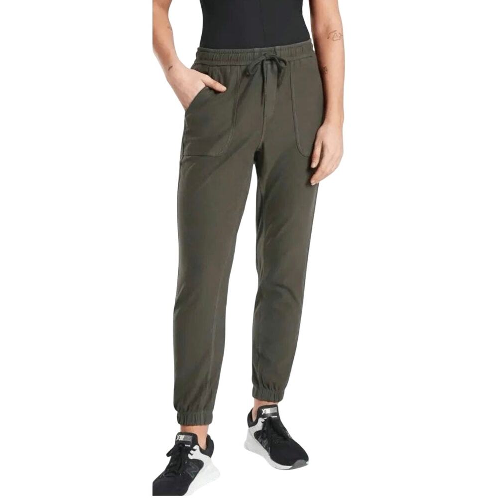 Athleta Farallon Jogger Pants, Green Gray Drawstring Pants, Women’s Size 14